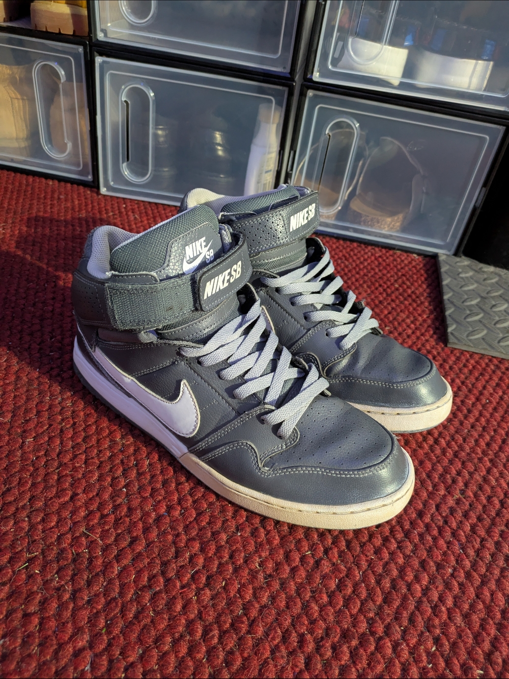 Nike SB High Top Sneakers in Dark Gray with White Swoosh